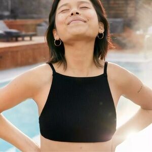 New Aerie Waffle High Neck Bikini Top